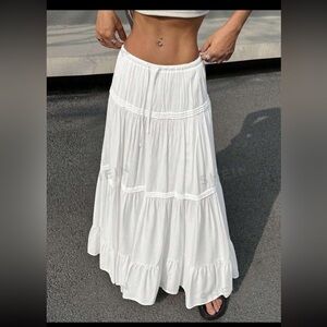 White flowy maxi skirt